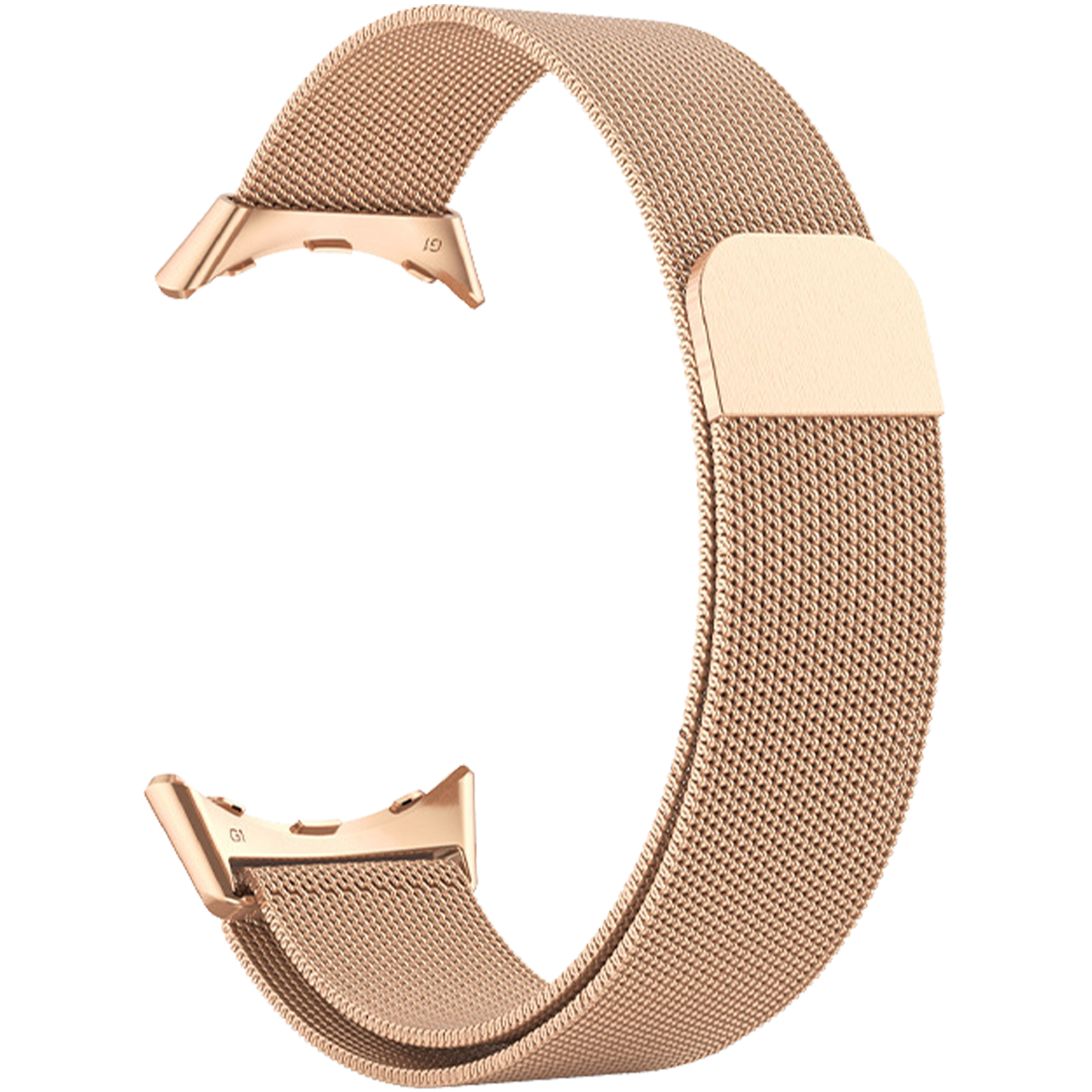 Cinturino a rete oro rosa con connettori oro rosa.