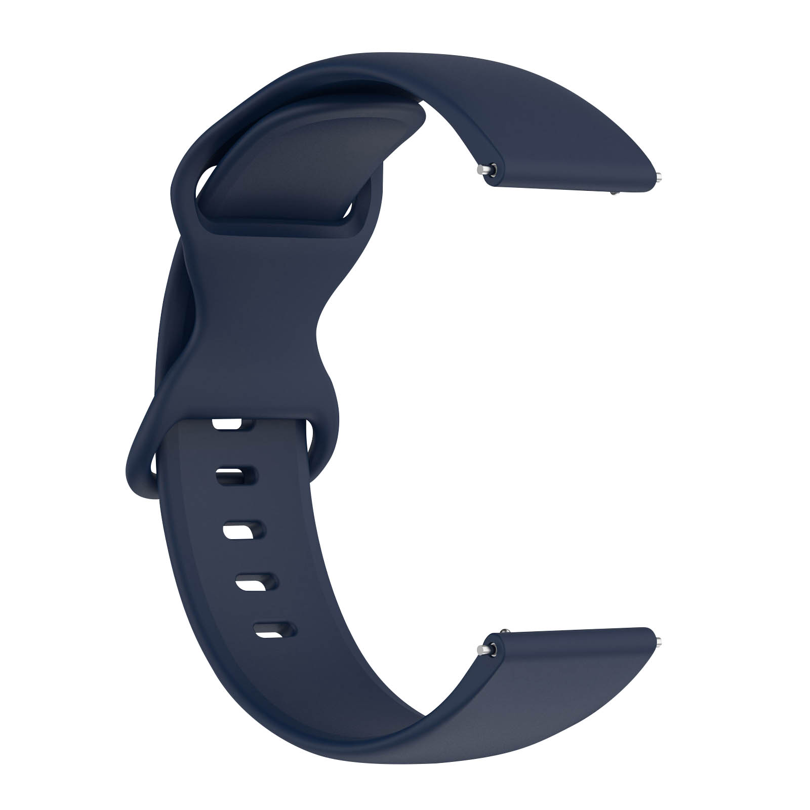 Una correa de reloj azul marino en forma curva.
