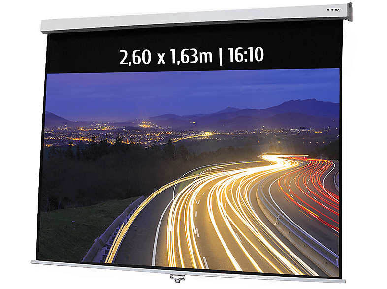 Pantalla de proyección - KIMEX 041-3436 manual 2,60 x 1,63m - Formato 16:10