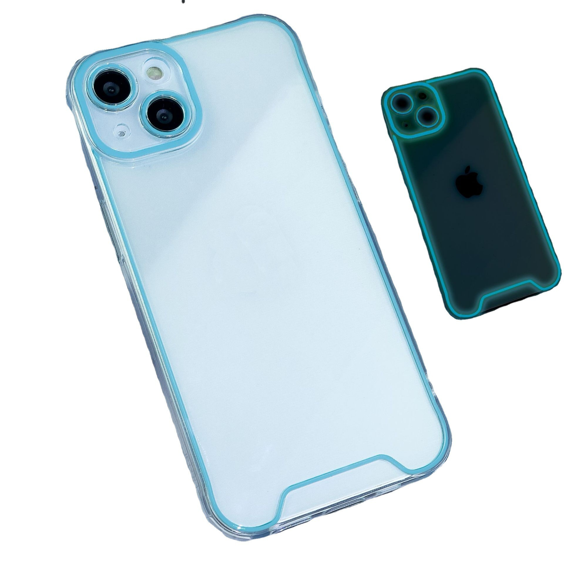 Handyhülle, 14, iPhone Backcover, INF Leuchtende Apple, blau