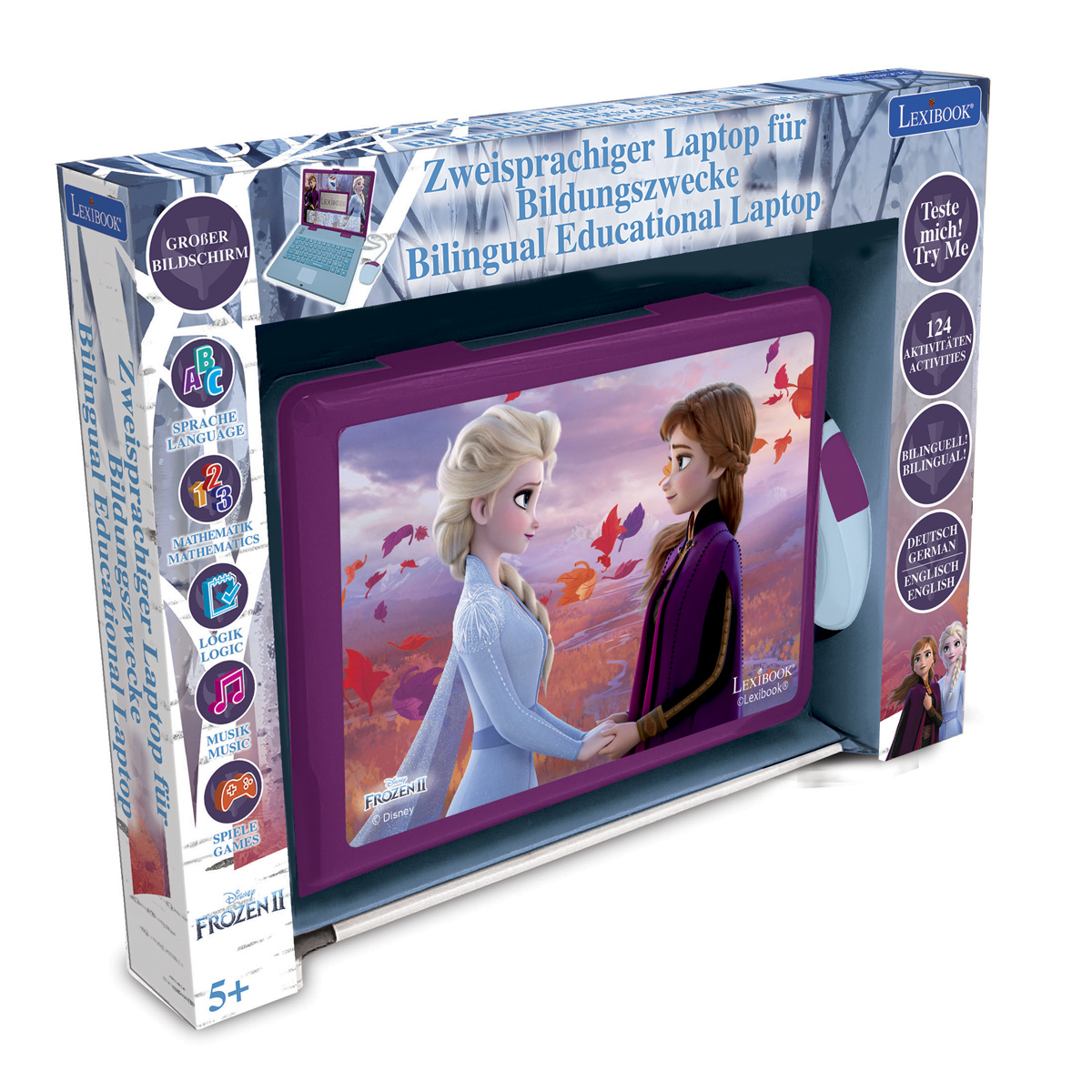 / LEXIBOOK Eiskönigin Disney - Die Blau/Lila Lernlaptop (Deutsch Lerncomputer, Englisch) Zweisprachig