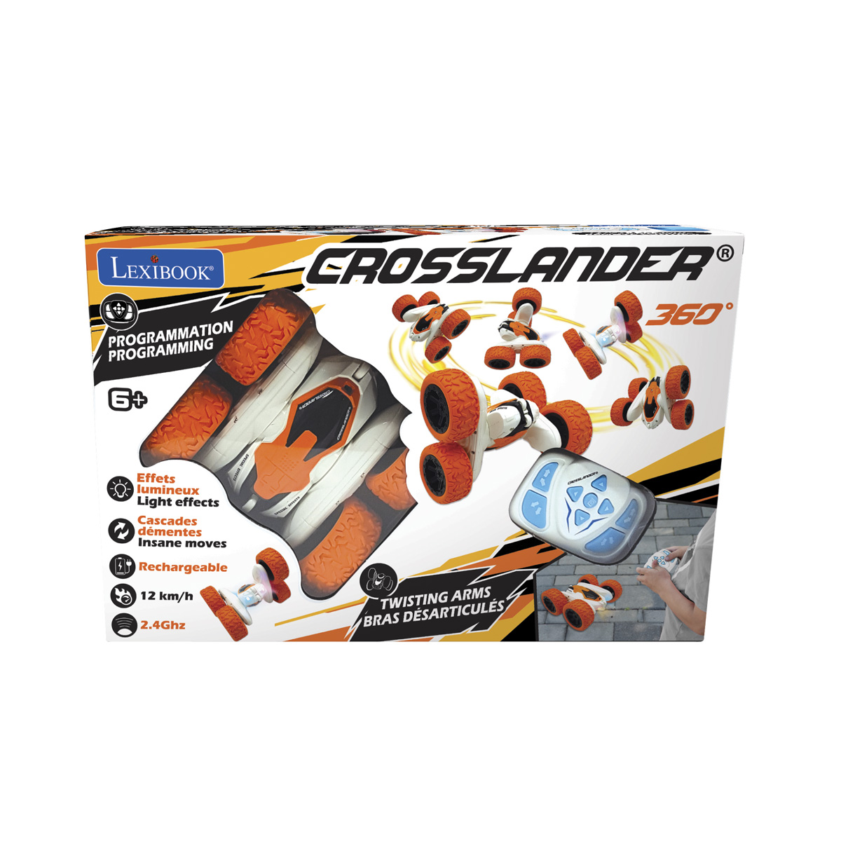 LEXIBOOK CROSSLANDER® Stunt Fahrzeug, RC Programmierbar, Gestensteuerung - Orange/Weiß Car