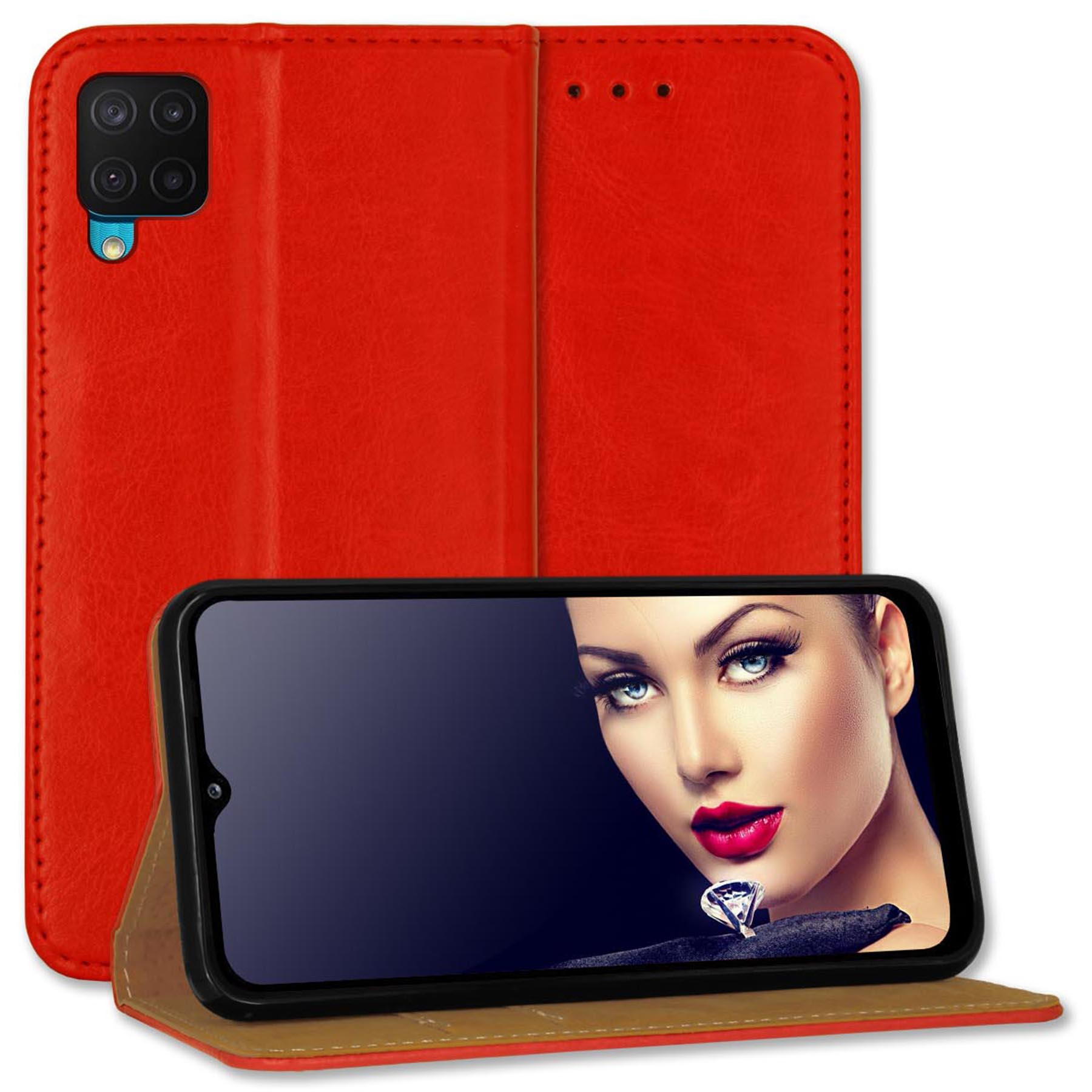 Galaxy Samsung, A12, Business Klapphülle, Rot ENERGY M12, Bookcover, MORE MTB