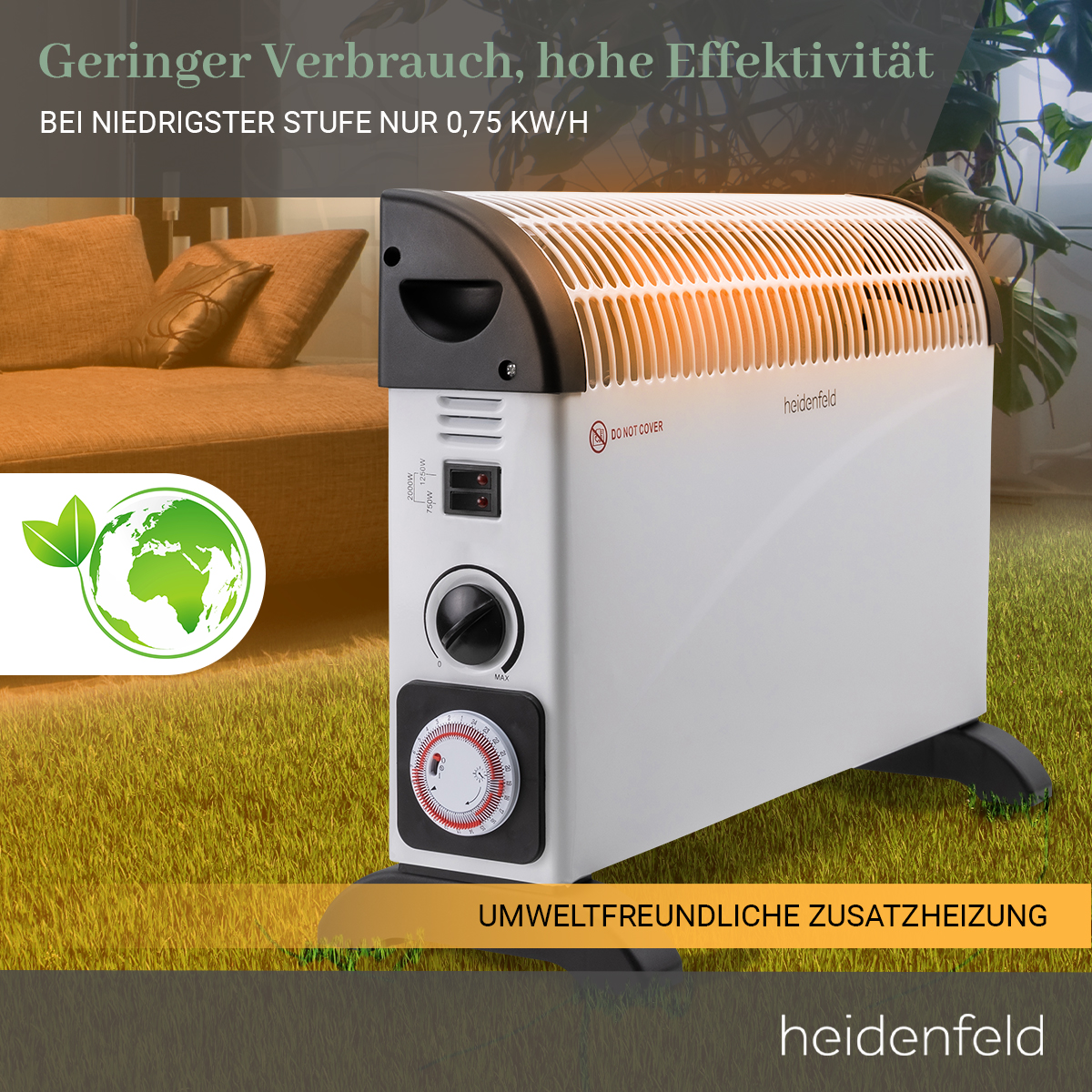 HEIDENFELD (2000 Watt, Heizlüfter HL200 Raumgröße: Turbo m²) ohne 25