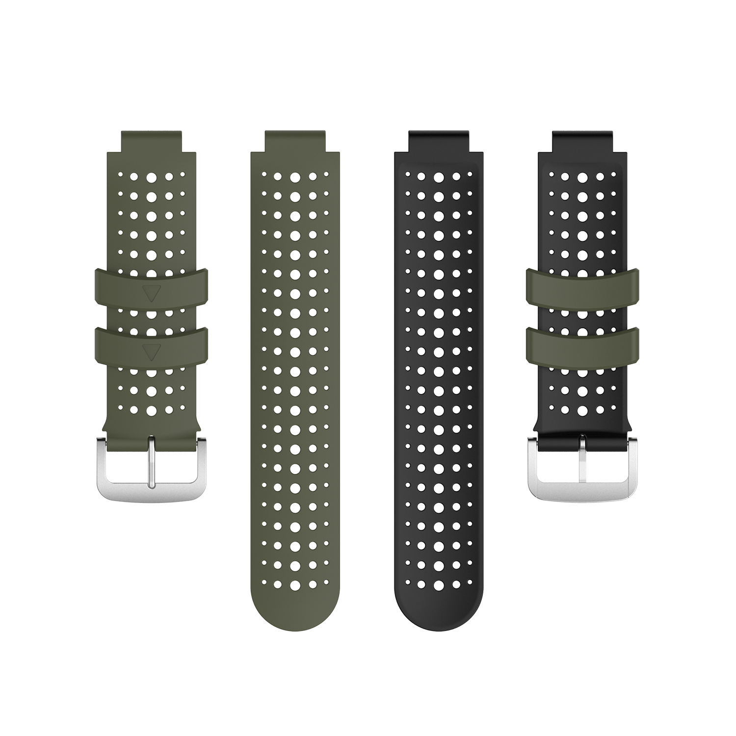 INF Uhrenarmband Silikon, Ersatzarmband, Garmin, Forerunner Armeegrün/Schwarz 220
