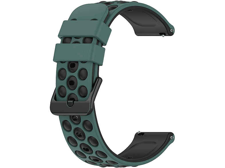 INF Uhrenarmband Silikon, Ersatzarmband, Samsung, Galaxy Watch3 (45 mm), dunkelgrün/schwarz