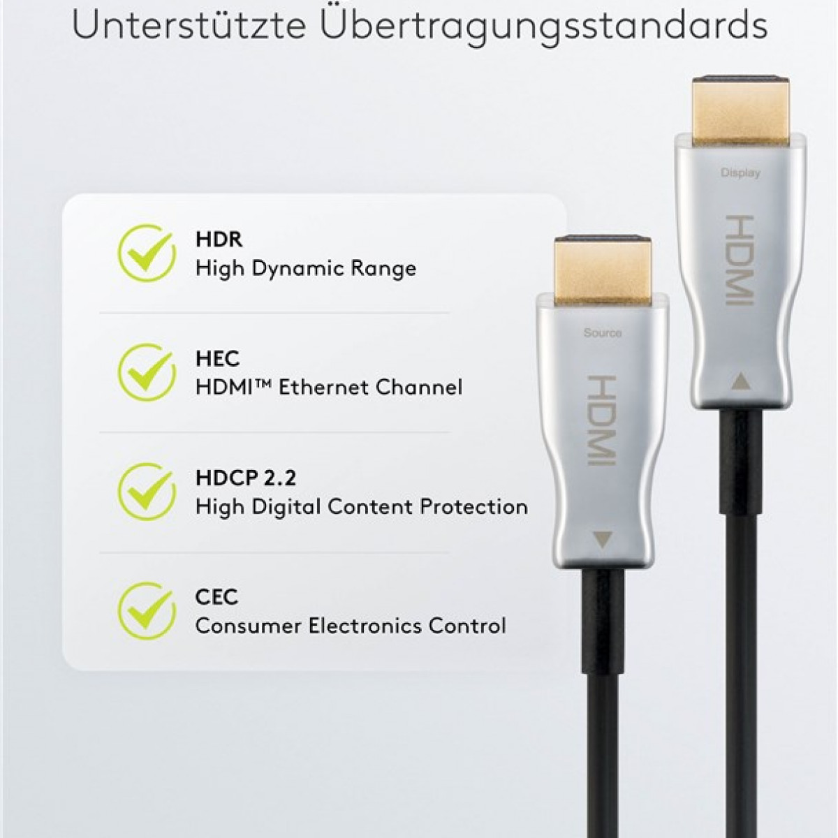 GOOBAY Optisches Hybrid Kabel mit Ethernet (AOC) HDMI High-Speed-HDMI™-Kabel