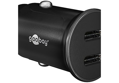 GOOBAY Dual-USB-C™ PD (Power Delivery) Auto-Schnellladegerät (30 W)  Ladegerät Universal-, Schwarz