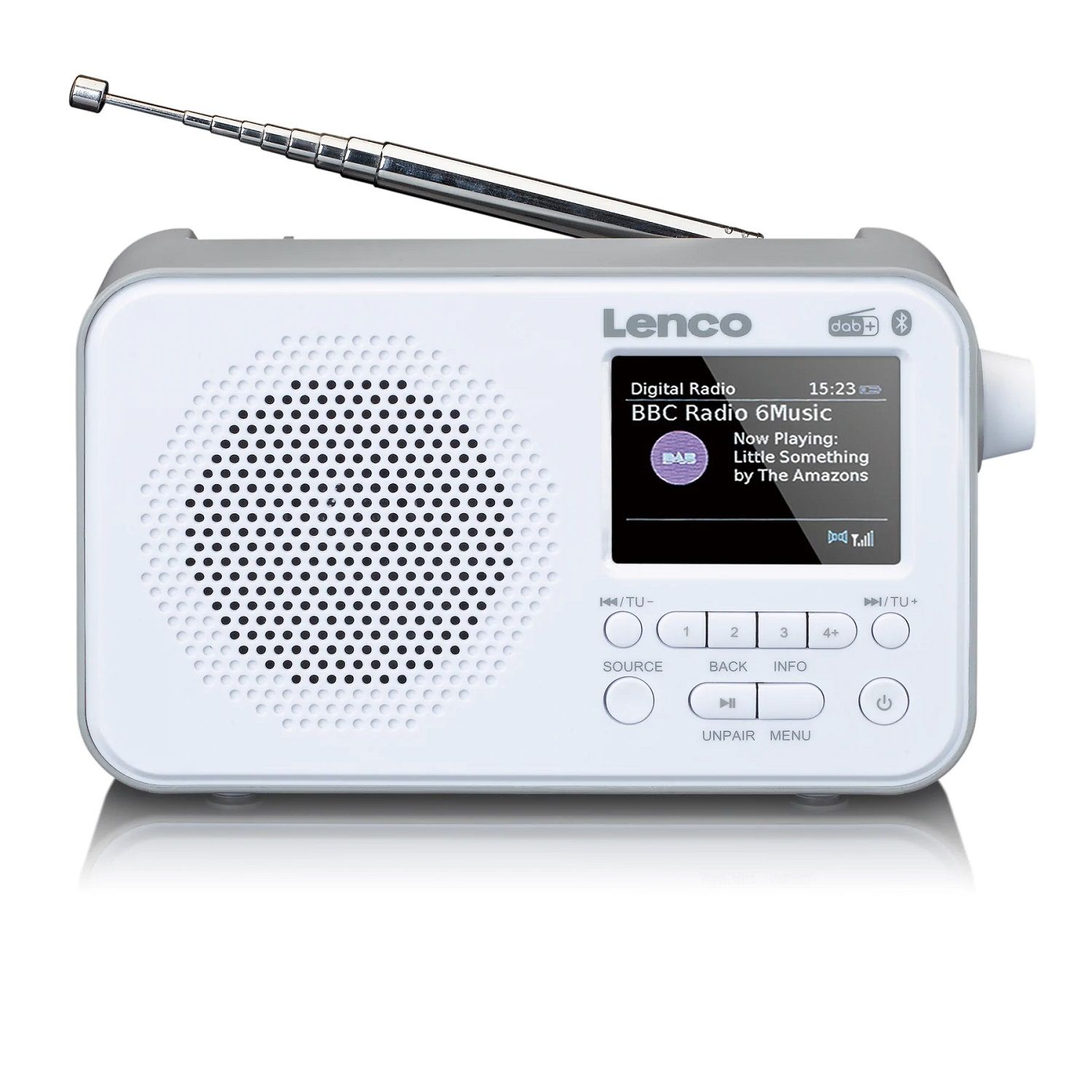 LENCO PDR-036 DAB+ Radio/Lautsprecher, DAB+, PLL AM, DAB, weiß FM-Radio FM, Bluetooth, RDS-Funktion, mit DAB