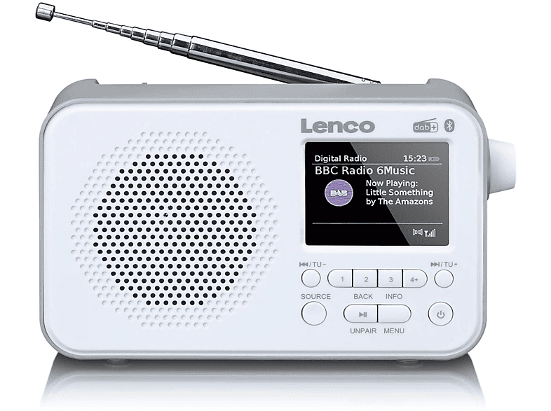 LENCO PDR-036 DAB+ Radio/Lautsprecher, DAB+, PLL FM-Radio mit RDS-Funktion, DAB+, DAB, FM, AM, Bluetooth, weiß