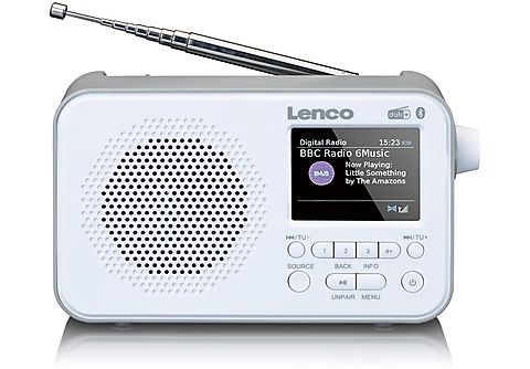 LENCO PDR-036 DAB+ Radio/Lautsprecher, DAB+, PLL FM-Radio mit RDS-Funktion,  DAB+, DAB, FM, AM, Bluetooth, weiß | MediaMarkt