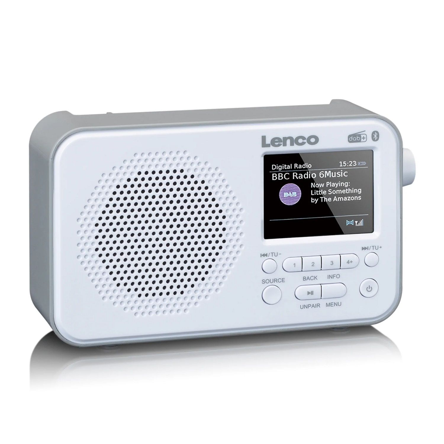 LENCO PDR-036 DAB+ Radio/Lautsprecher, FM, DAB, mit Bluetooth, FM-Radio DAB+, PLL AM, weiß RDS-Funktion, DAB
