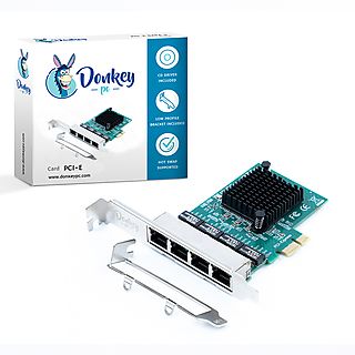 Tarjeta PCIe 4 puertos RJ45  - DONKPCIE10004P Donkey pc, Plata