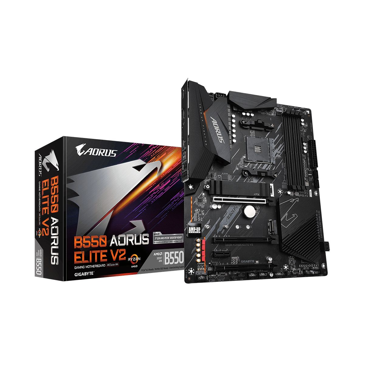 Placa base - M/B B550 AORUS ELITE V2 GIGABYTE, ATX, AMD B550, Zócalo AM4, Multicolor