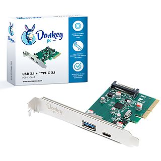 Tarjeta PCIe 1 USB y 1 USB C - Donkey pc DONKPCIETYPEC1, Plata