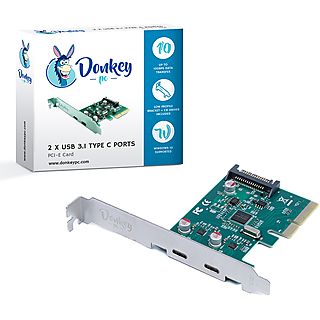 Tarjeta PCIe 2 puertos USB y 1 tipo C - Donkey pc DONKPCIETYPEC2, Plata