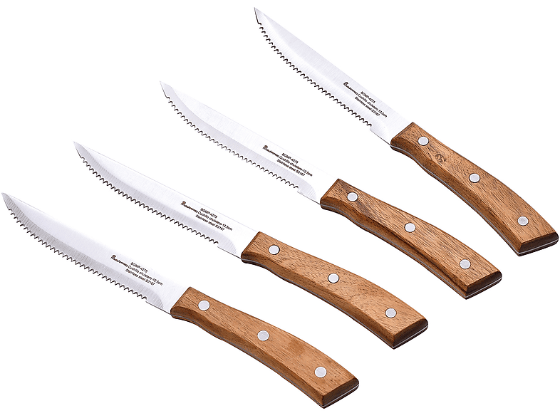 Juego de Cuchillos de Acero Inoxidable Mango Negro con Bloque Afilador de Madera 6 Piezas Novo