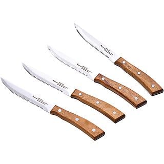 Cuchillos de cocina - BERGNER Set 4p cuchillos chuleteros acer.inox acacia, Marrón