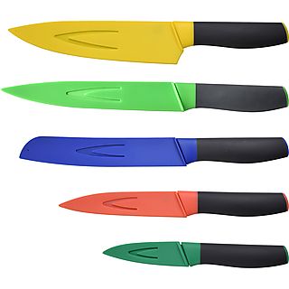 Knife - BENETTON Set 5 cuchillos de cocina con funda/protector casa benetton, Multicolor