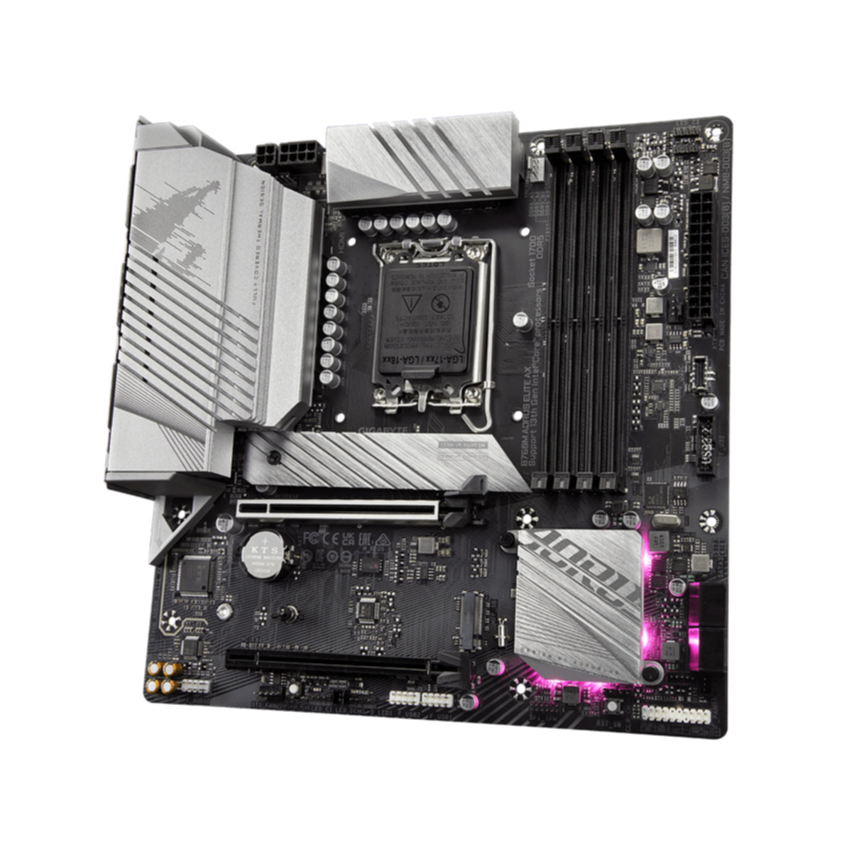 Placa base - B760M AORUS ELITE AX GIGABYTE, micro ATX, Intel B760, LGA 1700, Multicolor