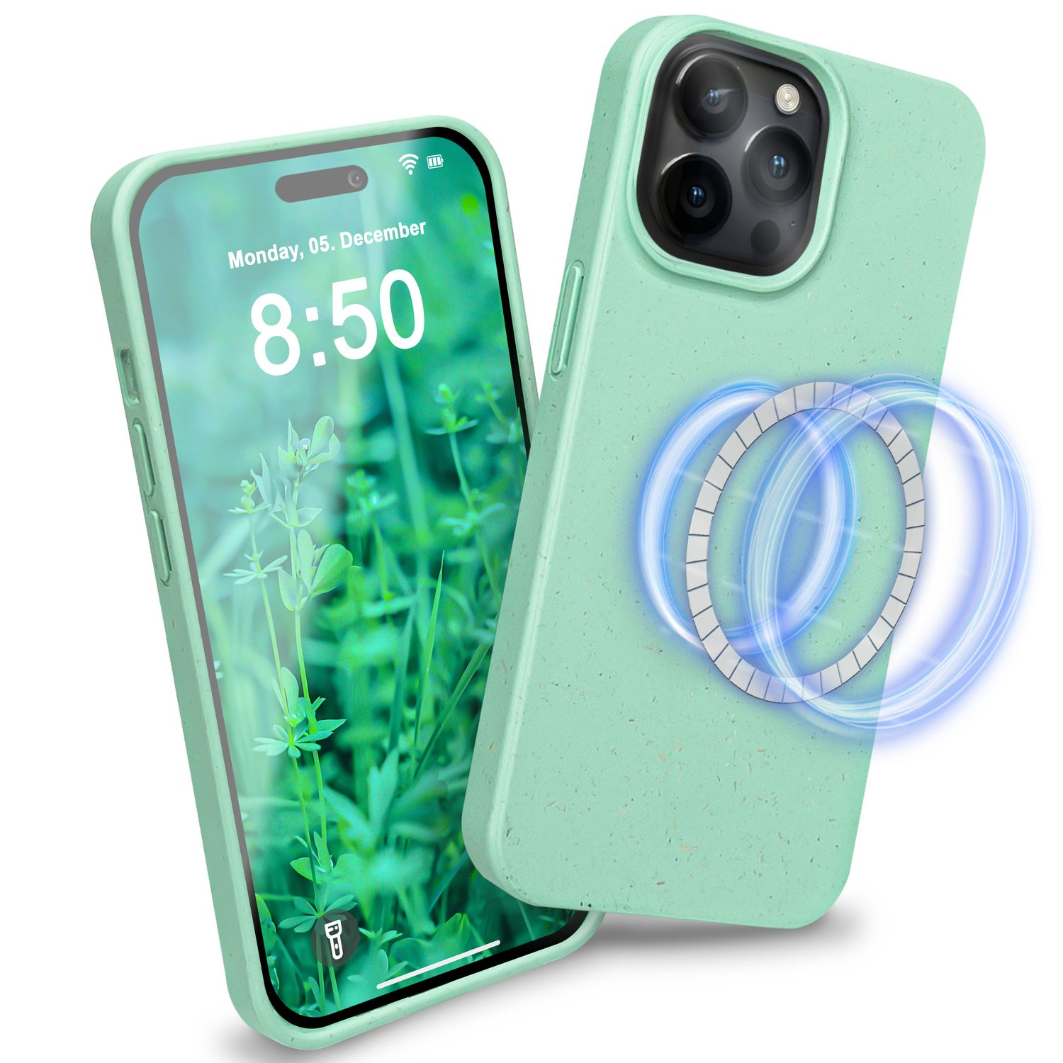 NALIA Nachhaltige Bio Hülle mit Pro, Apple, 14 iPhone Backcover, Türkis MagSafe