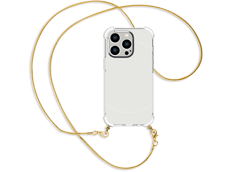 MTB MORE ENERGY Umhänge-Hülle mit Metallkette, Backcover, Apple, iPhone 14 Pro, Kette Snake (gold)