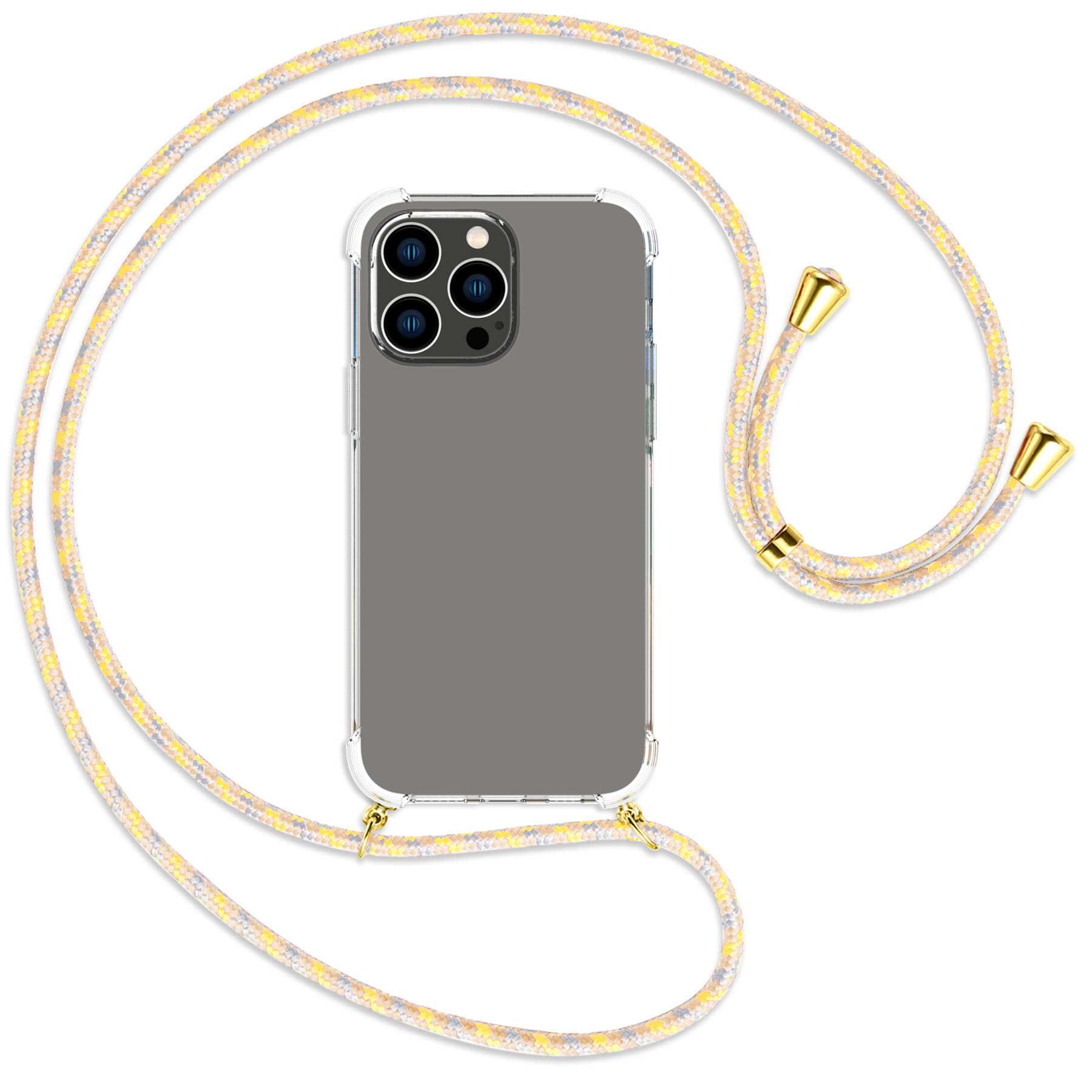 gold Max, iPhone Pro MTB 14 Apple, / ENERGY Vintage mit Kordel, MORE Backcover, Flowers Umhänge-Hülle