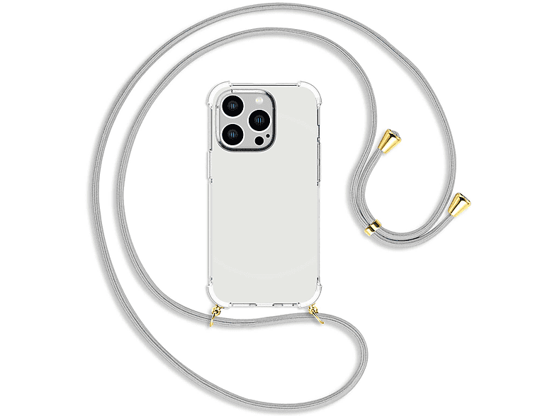 MTB MORE ENERGY Umhänge-Hülle Apple, mit gold Backcover, 14 Kordel, Pro, / Silber-Grau iPhone