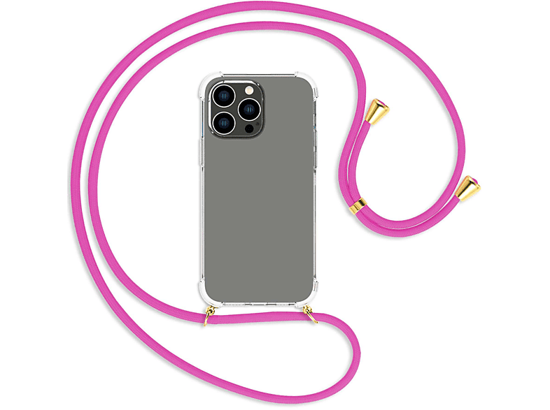 MTB MORE ENERGY gold / 14 Pro Umhänge-Hülle Kordel, Max, mit iPhone Backcover, Apple, Pink Hot