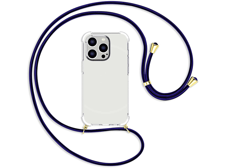 Backcover, gold Blue Apple, Pro, iPhone MTB Line mit / MORE 14 Umhänge-Hülle Kordel, ENERGY