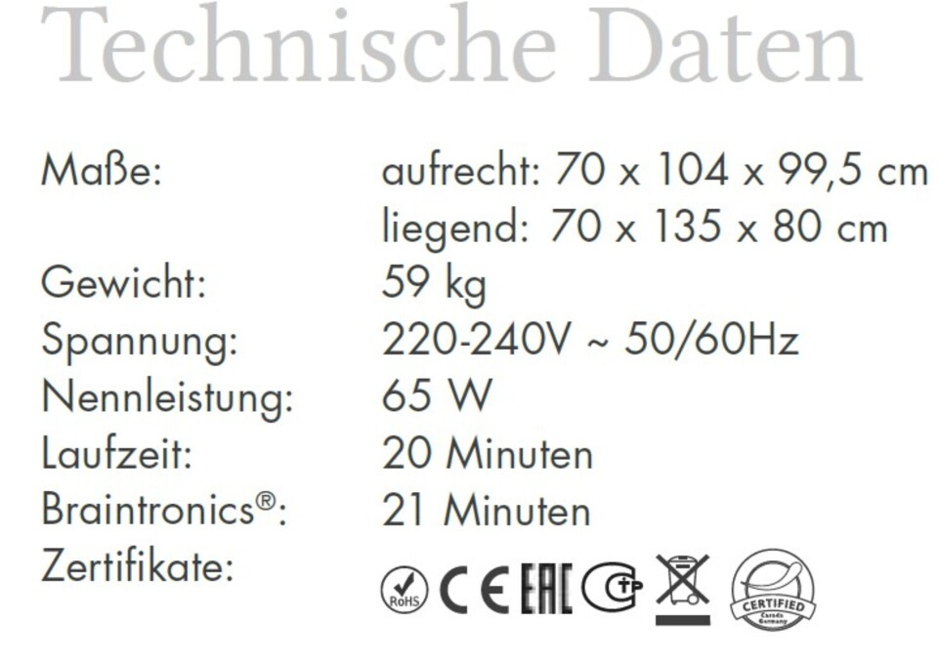 Dokument z danymi technicznymi, w tym wymiarami, wagą i specyfikacjami elektrycznymi.