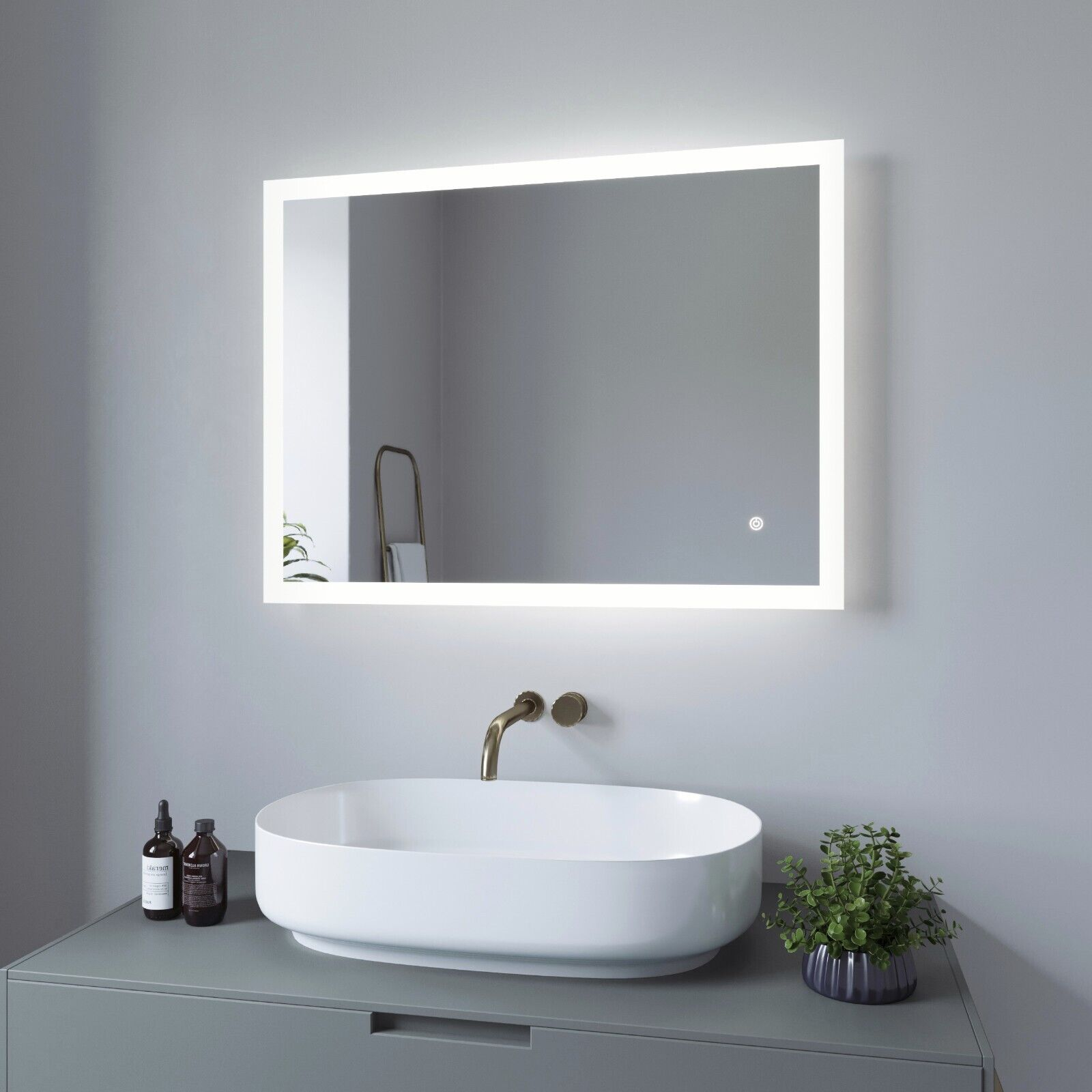 AQUABATOS BOURGES-Serie LED Badspiegel Kaltweiß 6400K
