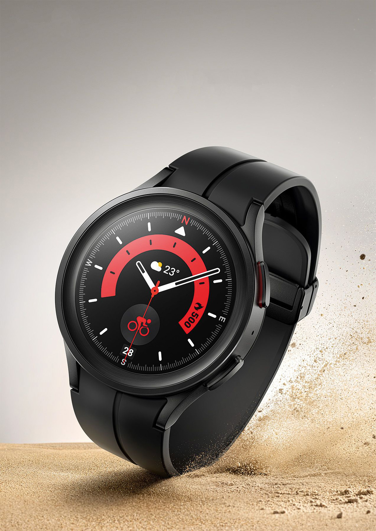 SAMSUNG Galaxy Watch grau Silikon, 5 Pro Smartwatch Titan M/L