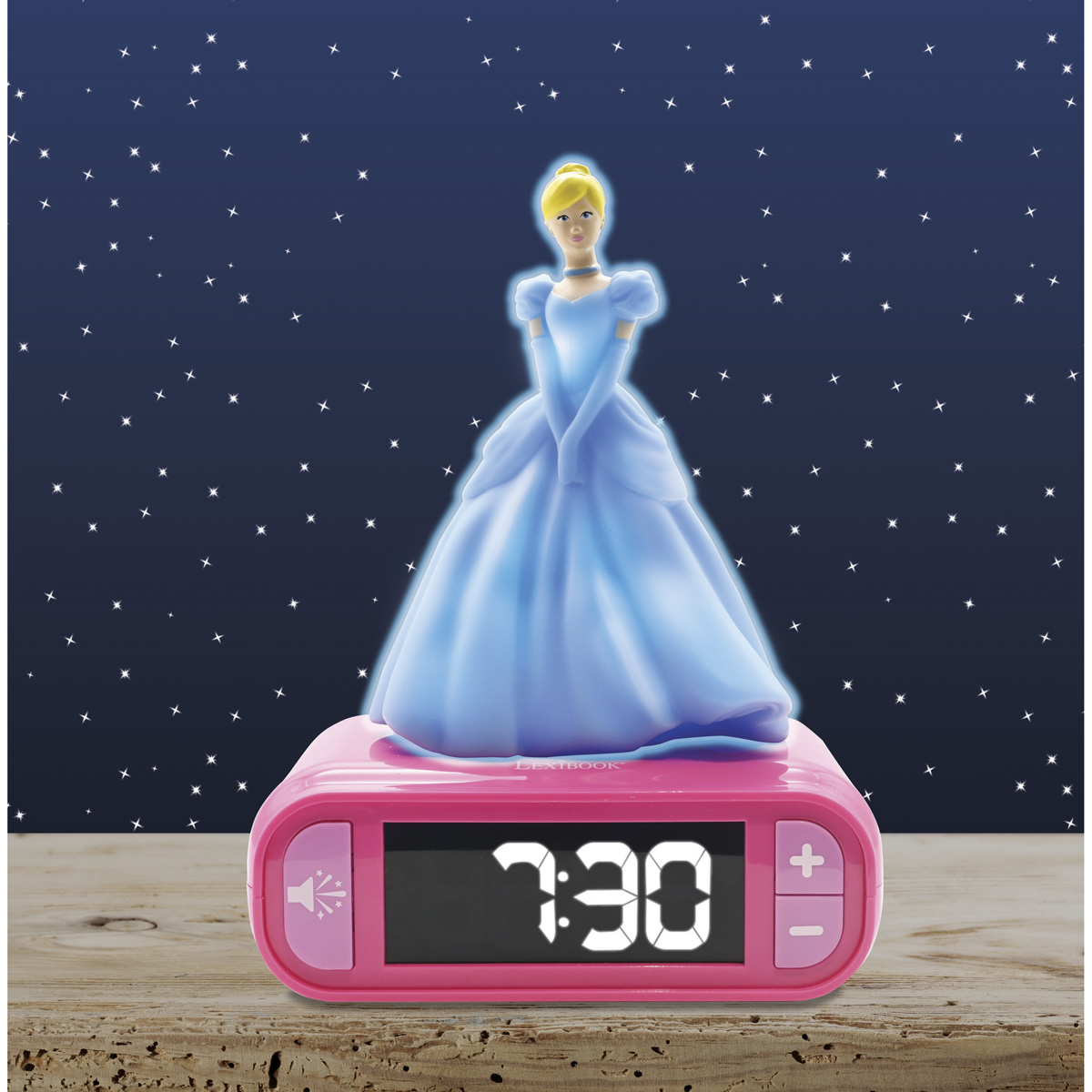 LEXIBOOK Disney Prinzessin mit 3D Wecker Nachtlicht-Figur