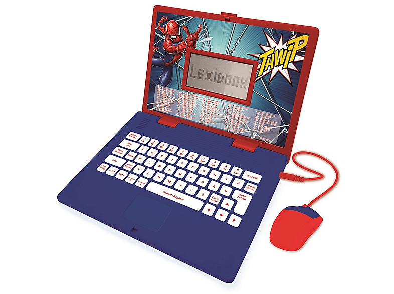 LEXIBOOK Spider-Man Lernlaptop - Zweisprachig (Deutsch / Englisch) Lerncomputer, Blau/Rot