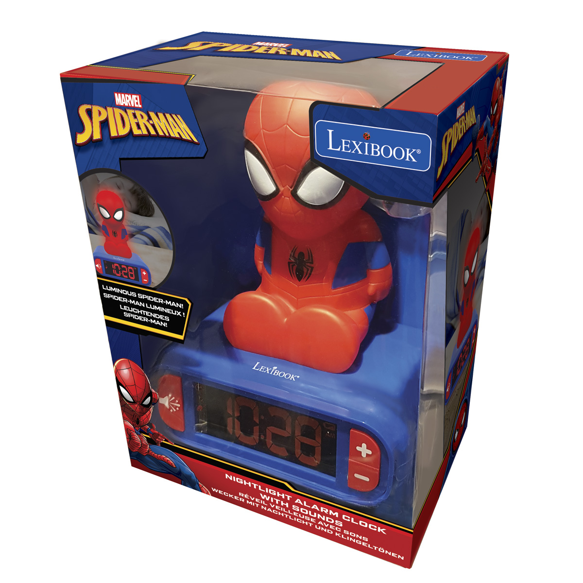 LEXIBOOK Spider-Man mit Wecker 3D Nachtlicht