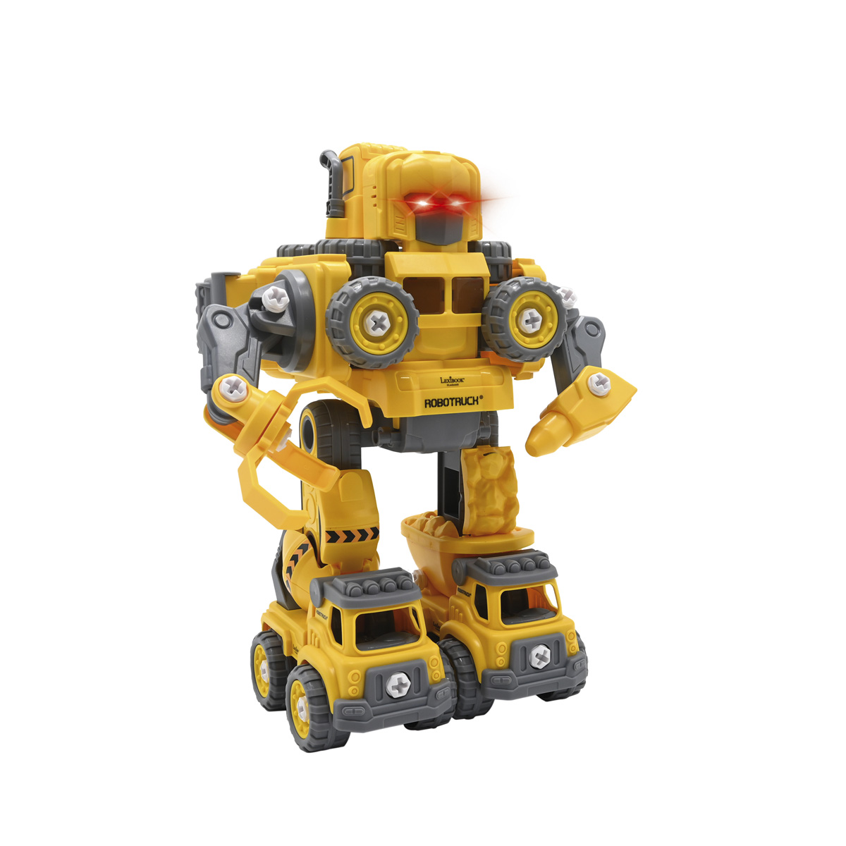 LEXIBOOK ROBOTRUCK 5 - bsw Roboter Experimentierkasten, für Bauset Baufahrzeuge 1 1 5 Roboter in Gelb/Grau
