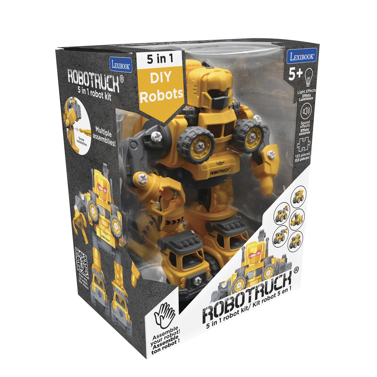 5 5 ROBOTRUCK - 1 Roboter bsw Baufahrzeuge Gelb/Grau Bauset Experimentierkasten, in LEXIBOOK für Roboter 1