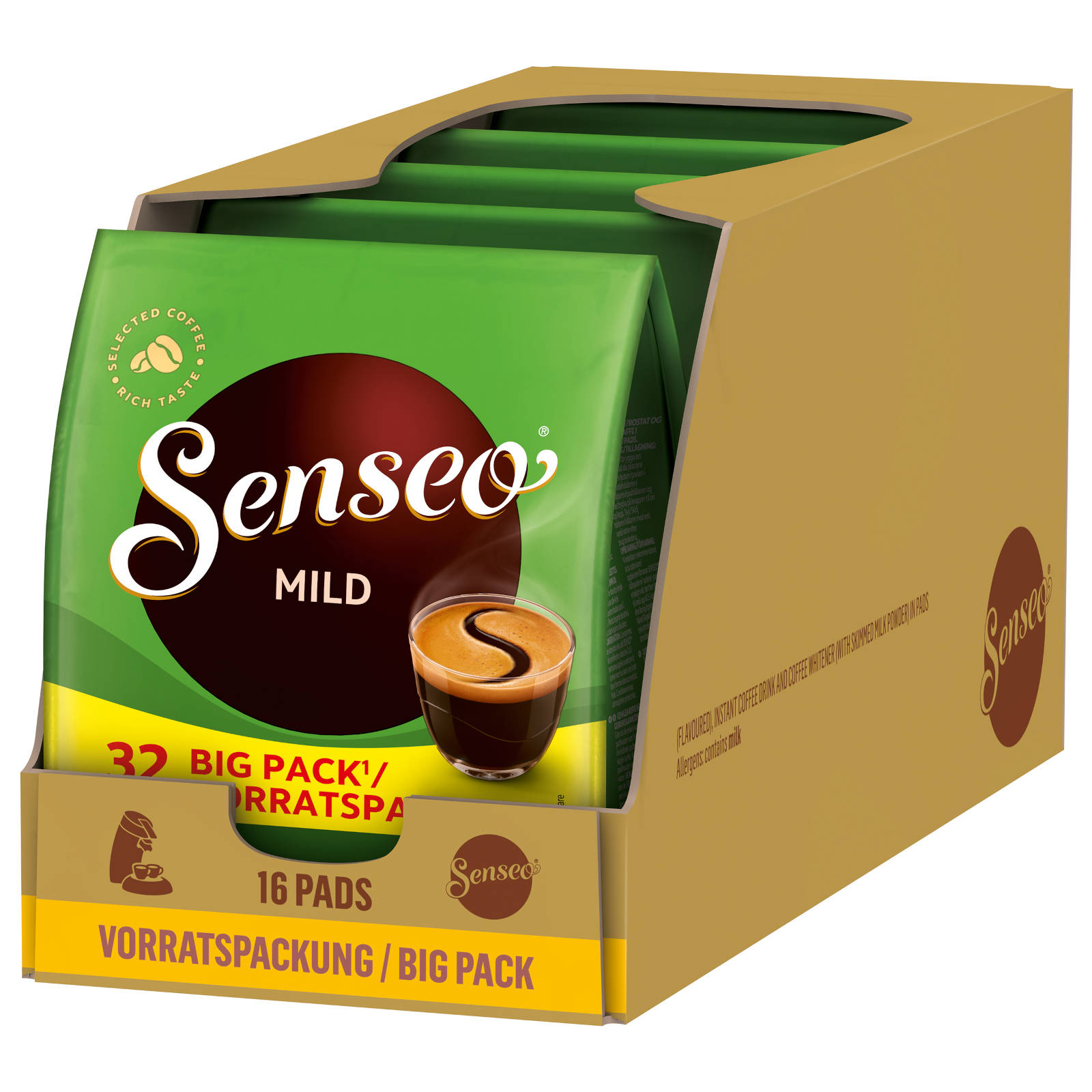 5 Getränke (Senseo Mild Kaffeepads Vorteilspack Padmaschine) x SENSEO 32