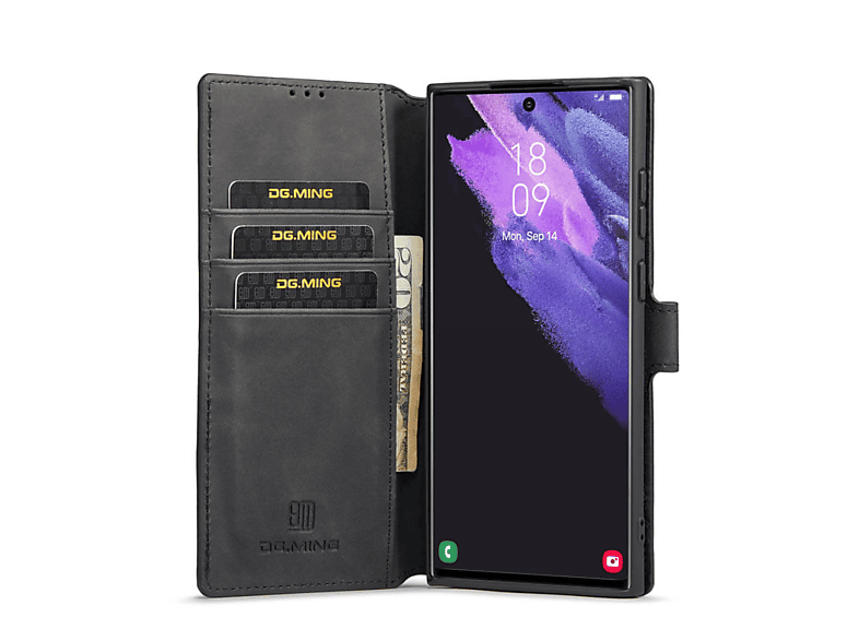 DG MING Galaxy Samsung, Schwarz Ultra, Retro, S23 Bookcover,