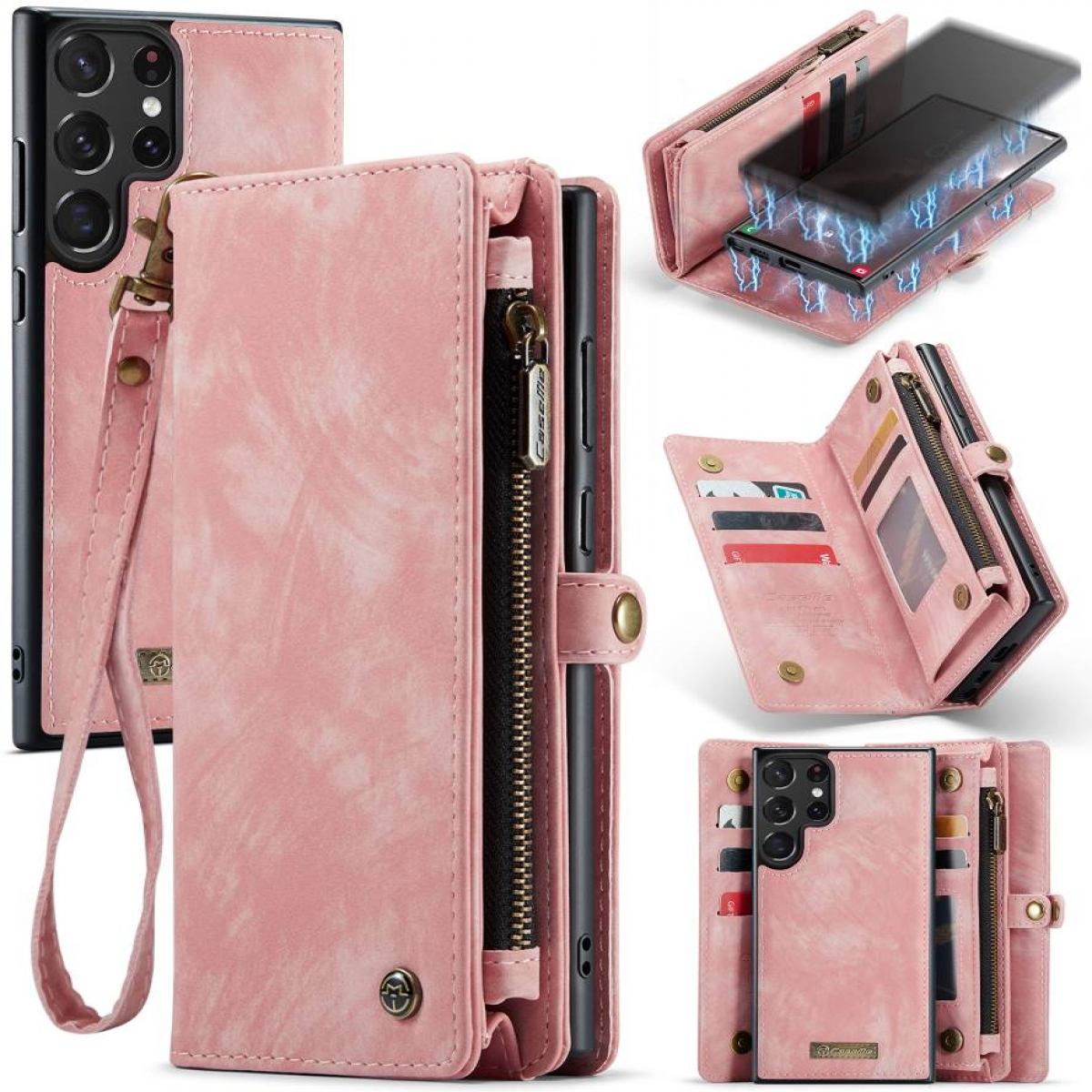 S23 Bookcover, Galaxy Multi, Rosa CASEME Ultra, Samsung,