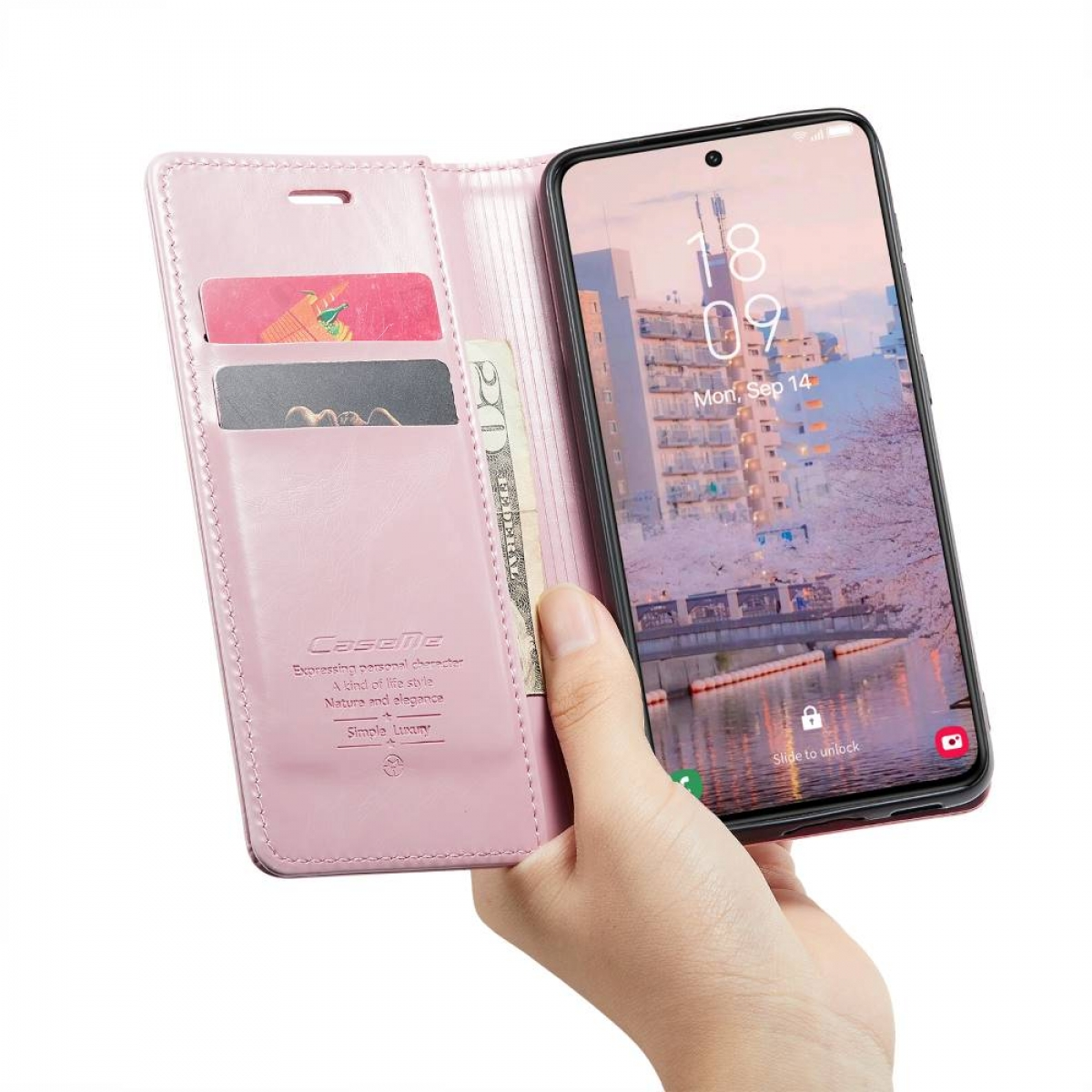 CASEME 003, Bookcover, Plus, S23 Hell-Pink Galaxy Samsung