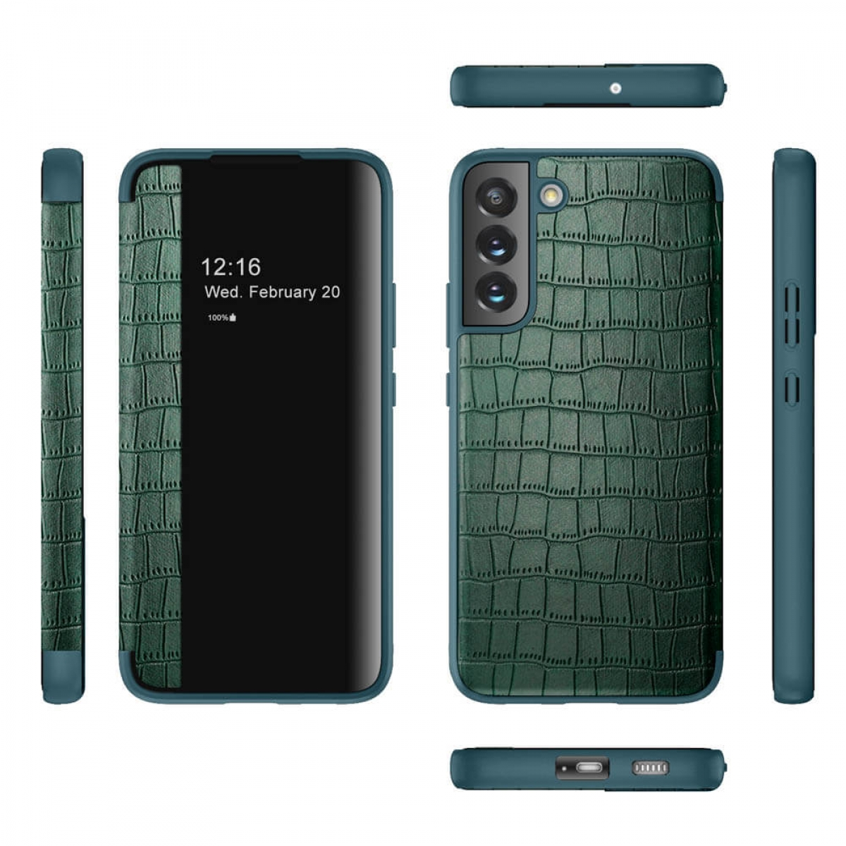 Galaxy CASEONLINE Flip Grün S23, Crocodile, Samsung, Cover,