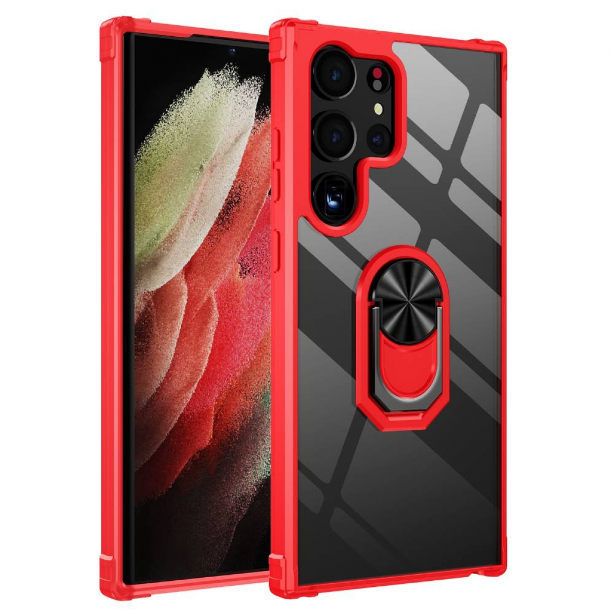 S23 Rot CASEONLINE Samsung, Backcover, Ring, Galaxy Ultra,