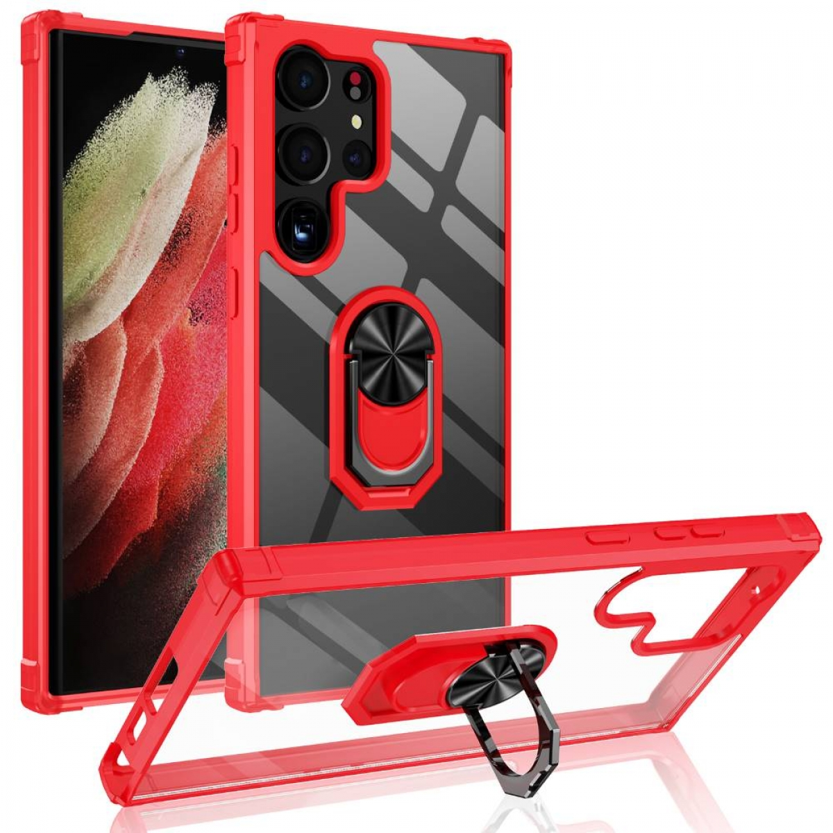 S23 Rot CASEONLINE Samsung, Backcover, Ring, Galaxy Ultra,