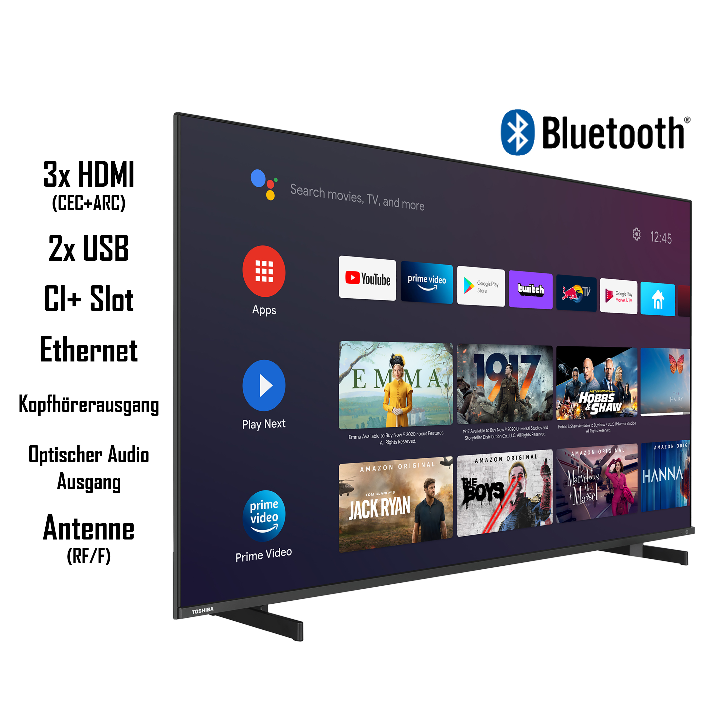 139 TV TOSHIBA UHD LED 55UA5D63DGY 4K, (Flat, 55 cm, / Zoll SMART TV)