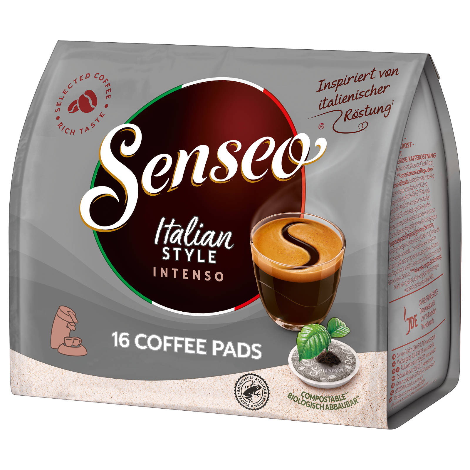Soft- Italian (Senseo Kaffeepads Getränke SENSEO Pad-Maschine) Style 160 Intenso
