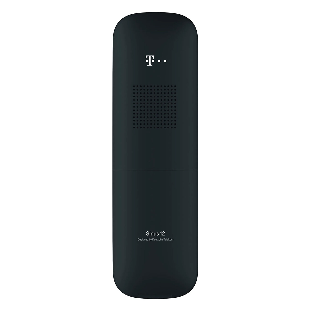 Téléphone noir T-Mobile. Logo T-Mobile en haut. Texte Sinus 12 et Deutsche Telekom en bas.