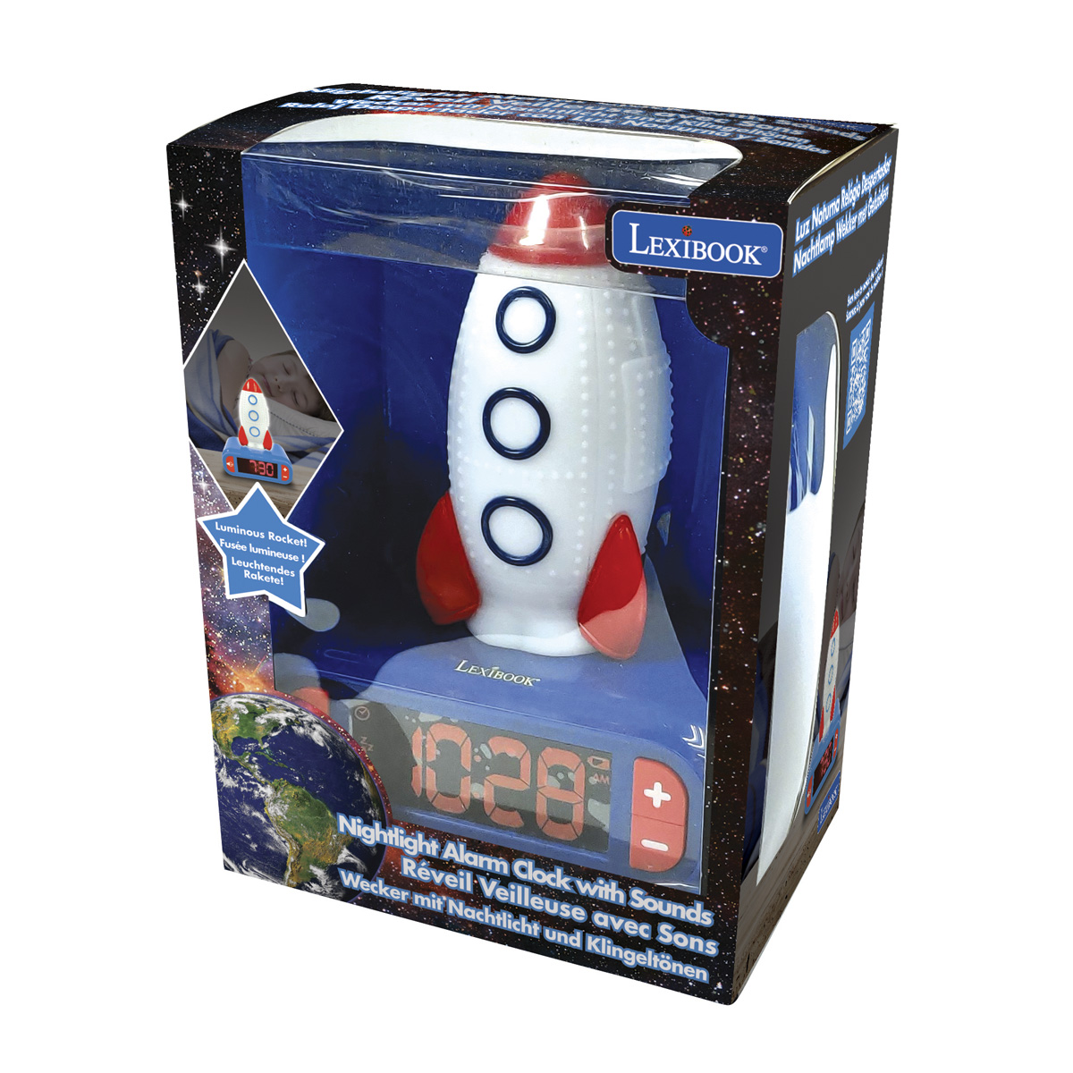 LEXIBOOK Rakete Nachtlicht 3D mit Wecker