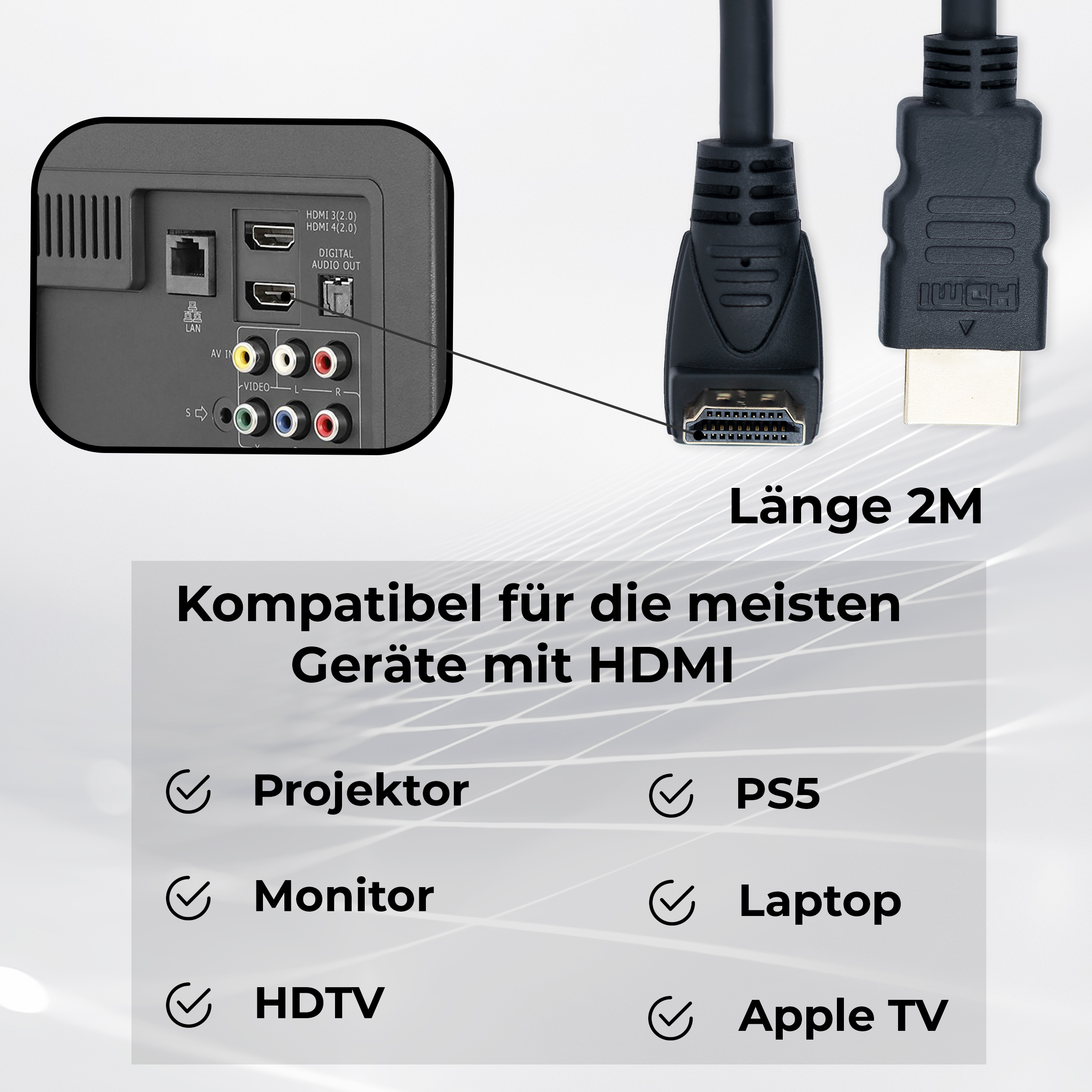 WINLIFE W04 4K HDMI L-Form Kabel 2m